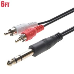 6FT 1/4″ 6.35mm Stereo Male to 2-RCA L+R Male Plug Dj Guitar Cable Audio Cord
