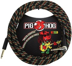 Pig Hog Right Angle Instrument Cable 20 ft. Rasta Stripes