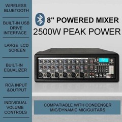 PRORECK MX15 2500W 8-Channel Powered Bluetooth Mixer with 15inch Passive Speaker