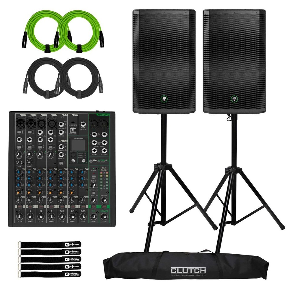 Mackie Thrash 215 15″ 1300W Powered Speakers Pair w ProFX10v3+ Mixer