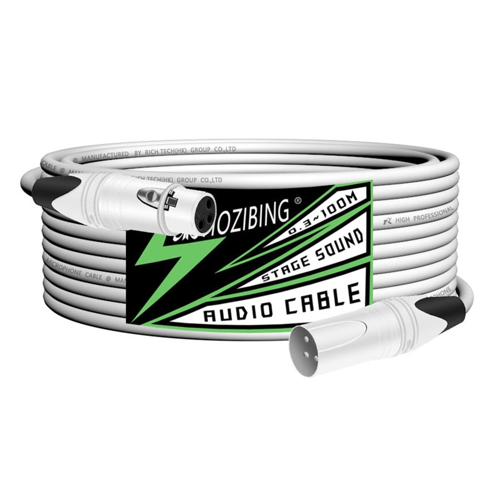 10 FT XLR Male To Female Microphone Cable 3Pin Balanced 27AWG OFC White