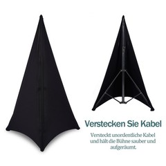 Double Sided Tripod Skirt Speaker Stand Scrim Black Stretch Fabric DJ LightStand