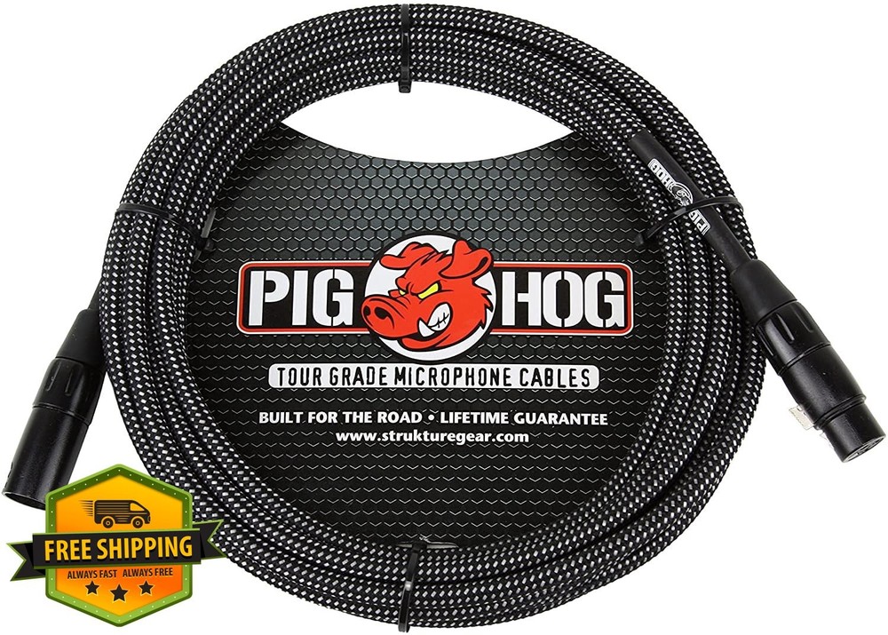 Pig Hog 20 ft Black/White XLR Cable