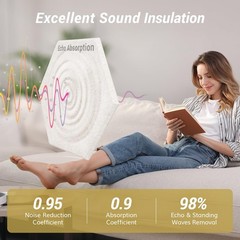 12 Pack High Density Hexagon Acoustic Panels, TONOR 12 pack, Beige