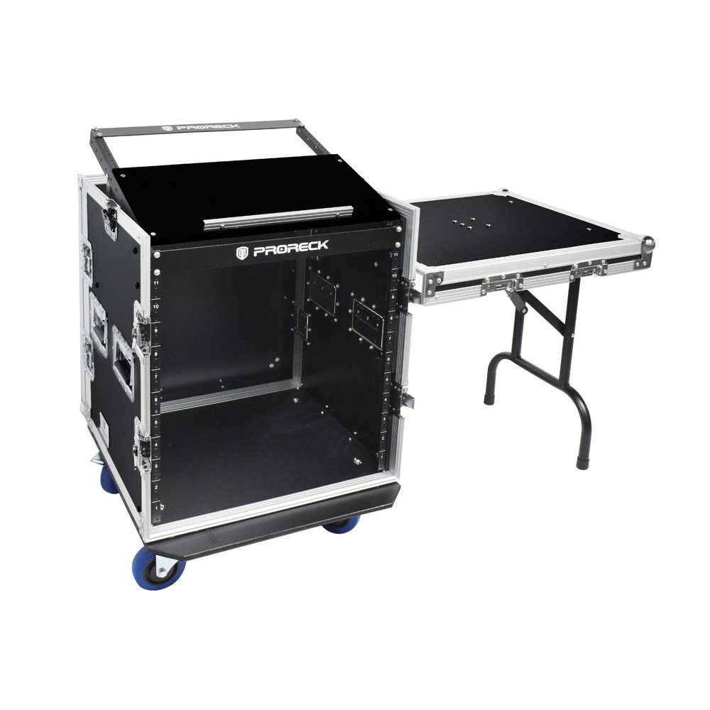 PRORECK Rack Case With Slant Mixer Top, 20“ Depth Side table 12U space