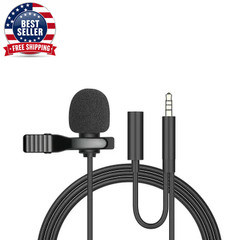 Portable 1.5M Lavalier Mini Microphone Condenser Clip-On Lapel Mic Wired Usb/3.5
