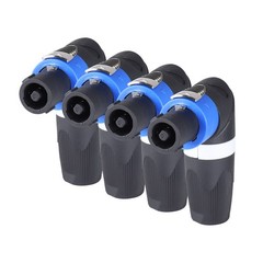 4 Packs PA Audio 4 Pole Speakon Plug Right Angle Male Connector Compatible NL4FX
