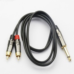 1/4″ (6.35mm) TS Male Mono to Dual RCA Male Mono Splitter Y Cable Insert Cable