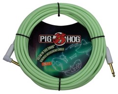 PIG HOG PCH20GLOR GLOW IN THE DARK INSTRUMENT CABLES, RIGHT ANGLE 20FT 2 Pack