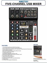 Audio2000’S AMX7351 Five-Channel Audio Mixer with USB 5V Power Supply,USB/PC NEW