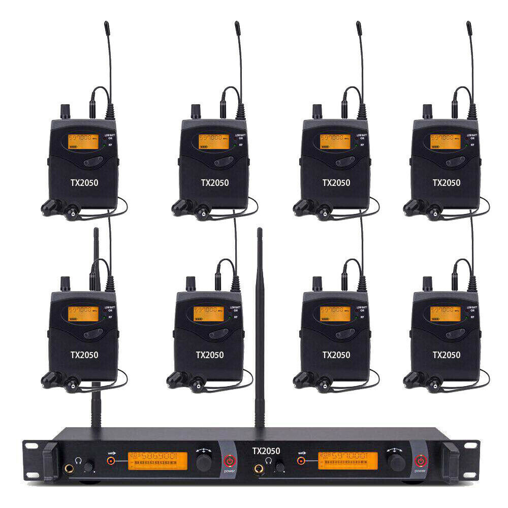 8 Receivers Wireless In Ear Monitor System Pro Audio UHF 2 channel Stage Studio