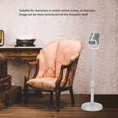Retro Microphone Prop Lightweight Fake Vintage Mic For Shooting/Party (Silver)