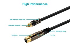 Monoprice 10ft Premier Series XLR Female to RCA Male Cable, 16AWG (Gold Plated)