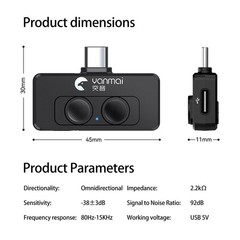 Wireless Microphone Type-C for iPhone 17/16/15/iPad/Android Phone Plug-Play USA