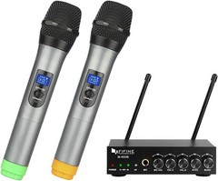 Dual Channel Wireless Handheld Microphone,Easy-to-use Karaoke Wireless