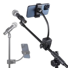 Mic Stand Phone Holder, Flexible Phone Mount with 7.9″ Removable Gooseneck for M
