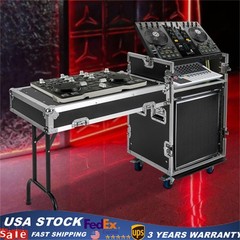 12U PA DJ Rack / Road Case Slant Mixer Top Rack with DJ Table Tops 661 lbs Load