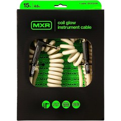 MXR 15′ GLO Coil Instrument Cable Straight to Angle 15 ft.
