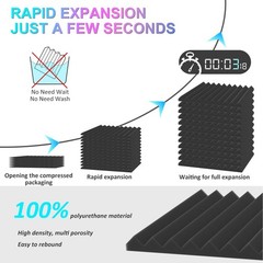 12 Pack 12x12x1 Inch Self Adhesive Acoustic Panels Soundproof Foam Panels
