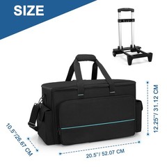Large Rolling DJ Cable Bag, Padded Gig Bag with Detachable Trolley & Divider, Mu