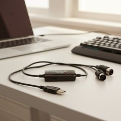 MIDI Interface USB 1-In 2-Out Compact for Mac Windows iOS Low Latency