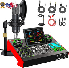 Podcast Microphone Bundle with Live Sound Board Audio Mixer Podcast Equipment B