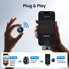 Mini Microphone for iPhone 17/16/15-7/Android/Tablet,Lavalier Wireless Microp…