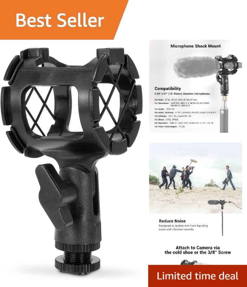Lightweight Camera Shock Mount for Shotgun Microphones and Accessories