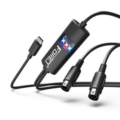 FORE MIDI to USB Interface Compatible with Type-C 6.5ft, Black C