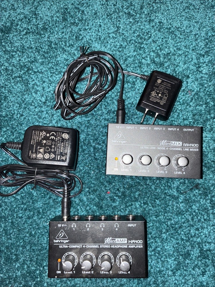TWO used Behringer Micro AMP HA400 Ultra Compact 4 Channel Stereo Headphone Amps