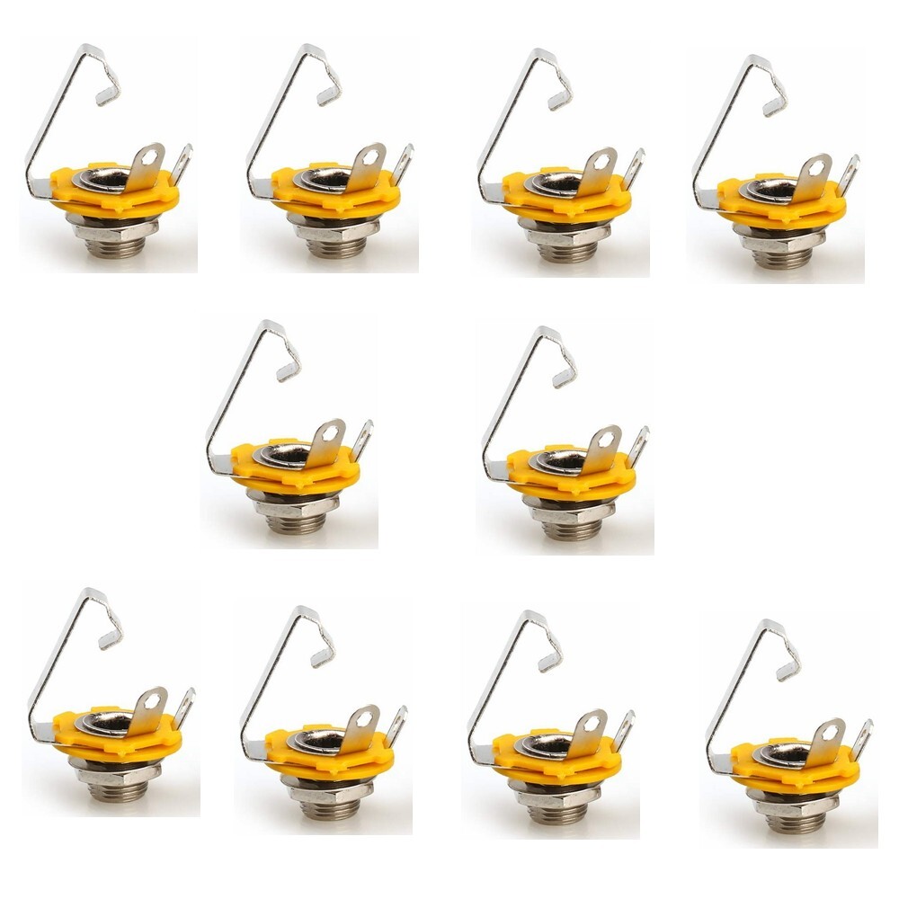 10x 1/4″ Female TS Mono Panel Mount Jack 6.35mm Phone Plug Patch Cables C433