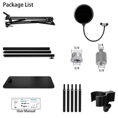 Mic Stand Floor Boom Arm with 6.6lbs Weighted Base for Blue Yeti, Nano, Snowb…