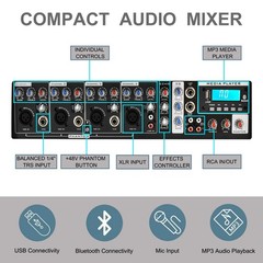 PRORECK 1600W 10″ PA System Powered Mixer Passive Speakers Bluetooth DJ Bundle