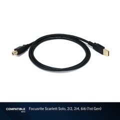 3-foot Black USB 2.0 Cable for Focusrite 1st Gen Scarlett Solo, 2i2, 2i4, 6i6
