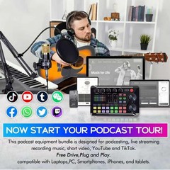 Podcast Equipment Bundle, Podcast Equipment with BM-800 MicrophoneGold & F998…