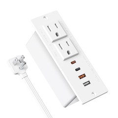 30W USB C Recessed Power Strip,Flat Plug Power Strip,2 Outlets 4 USB Ports,Fu…