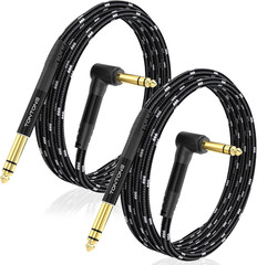 2 Pack 10FT 1/4″ TRS Balanced Audio Cable Stereo Right Angle Male to Male Cord