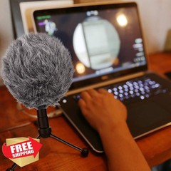 SUNMON Grey Deadcat Mic Windshield Blue Snowball