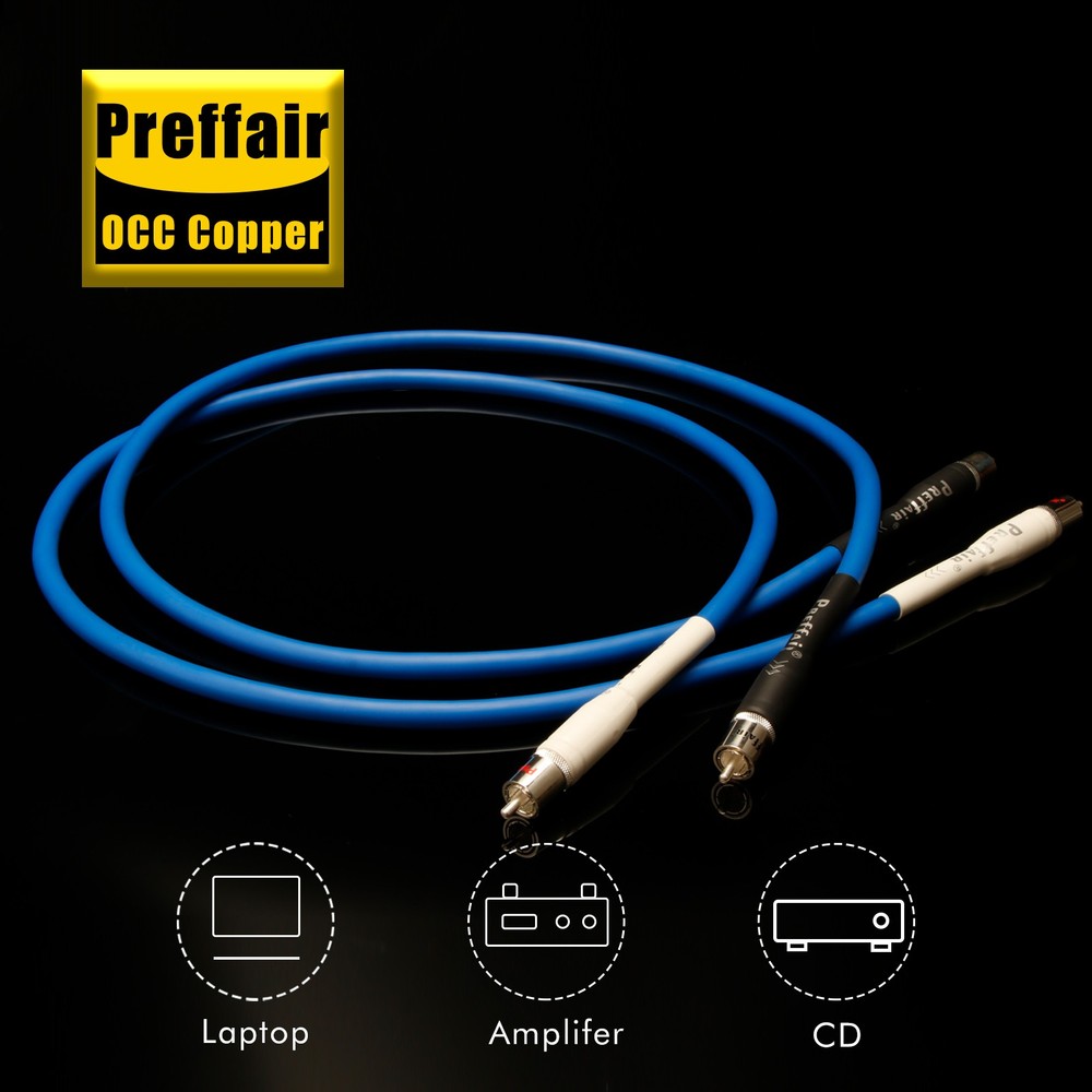 Preffair OCC Copper Audio RCA Interconnect Cable With Silver Plated Plug Lot