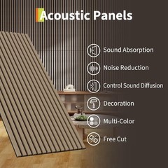 2/4-Pack Fluted MDF Acoustic Panels 47.2″x23.6″ Noise Reduction Studio Wall Tile