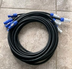Lot Of 5 Powercon Grey To Blue 15 Ft Extension Adapter Cable 20A 250 Brand New