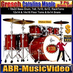 Gretsch Catalina Maple 7 PC Drums Walnut Glaze/ 1 Year Manufacture Warranty