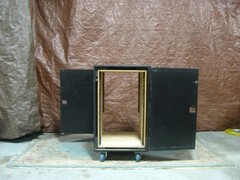 #2 – AR2. 18U Rack. SWINGING OUT AND HIDE DOORS. Bedliner coated. Shock Rack.