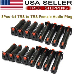 8PACK Black Solderless 1/4 TRS to TRS Female Locking Jacks Plug for D Pedalboard
