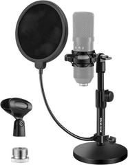 Multifunctional Desktop Microphone Stand, Adjustable Mic Stand Desk with Pop …