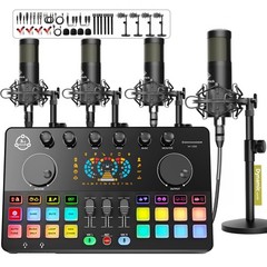 Podcast Equipment Bundle 4 Mics Interface Voice Change