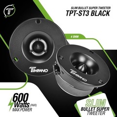 2x Timpano 600 Watts Car Audio Bullet Tweeters TPT-ST2 BLACK 3.85″ Shallow 4 Ohm