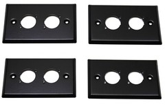 (4) Four Single Gang Blank Wall Plate Two XLR Male or Female „D“ BLACK Steel