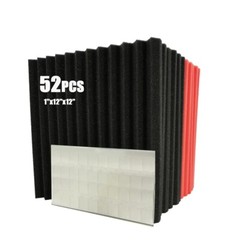 52Pack 12″X12″X1″ Black Red Acoustic Foam Sound Panel Studio Recording Wall Tile