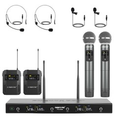 Phenyx Pro 4 Channel Wireless Mic Set Handheld Bodypack